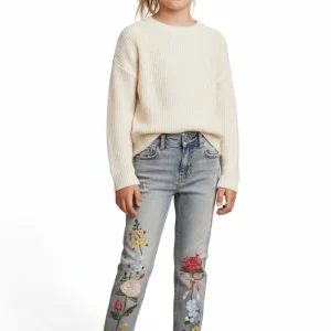 JEANS DENIM CON FIORI