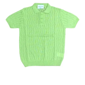 Polo In Filo Traforata Verde