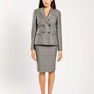 Completo donna principe di galles in lana bianco nero