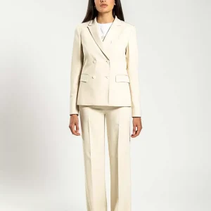 Completo donna in crepe di lana panna