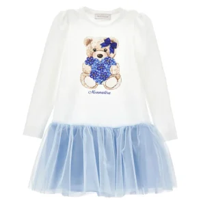 Abito cotone e tulle stampa orsetta