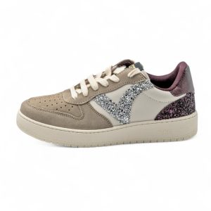 Sneakers sportive Victoria Madrid effetto pelle & crosta di cuoio & glitter