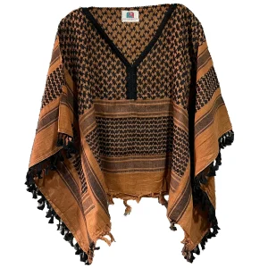 AFGHAN SHORT TUNIC - Tunica corta scollo a V in cotone naturale taglia unica