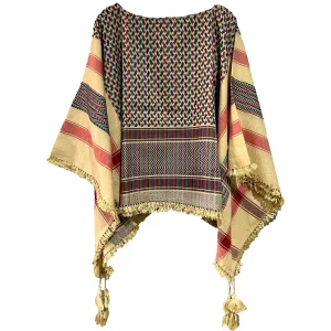 AFGHAN PONCHO TUNIC - Casacca stile poncho in cotone naturale taglia unica