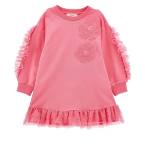 Abito felpa ricamo anemoni