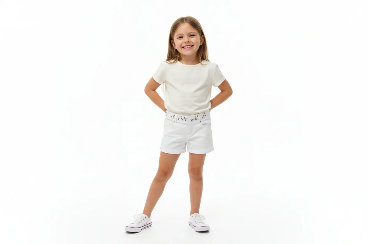 SHORTS BIANCHI CON PIETRE E PERLE
