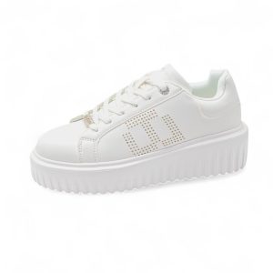 Sneakers platform Gai Mattiolo Love to love logo traforato total white