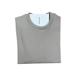 Felpa Cotone Garzato Girocollo Beige