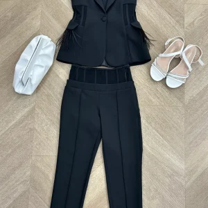 tailleur trasparenze e piume