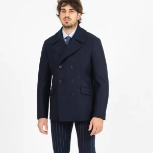 Giaccone uomo in lana blu