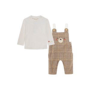 Salopette a forma di  peluche orsetto con t-shirt manica lunga
