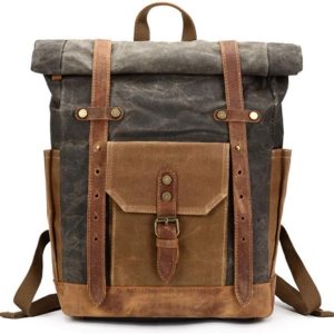 Zaino vintage canvas wax ripiegabile zip pc pocket