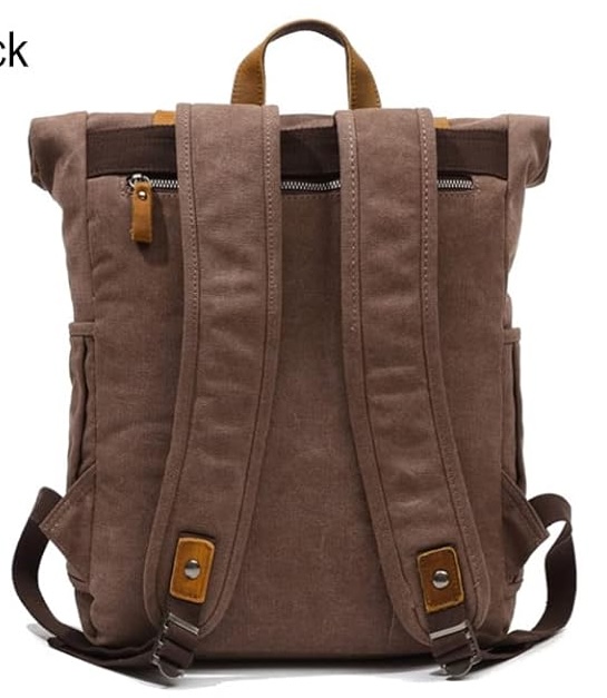 Zaino in tela retrĂ² roll top - immagine 3