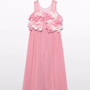 Tuta Lunga Chiffon Fiori 3d Bambina