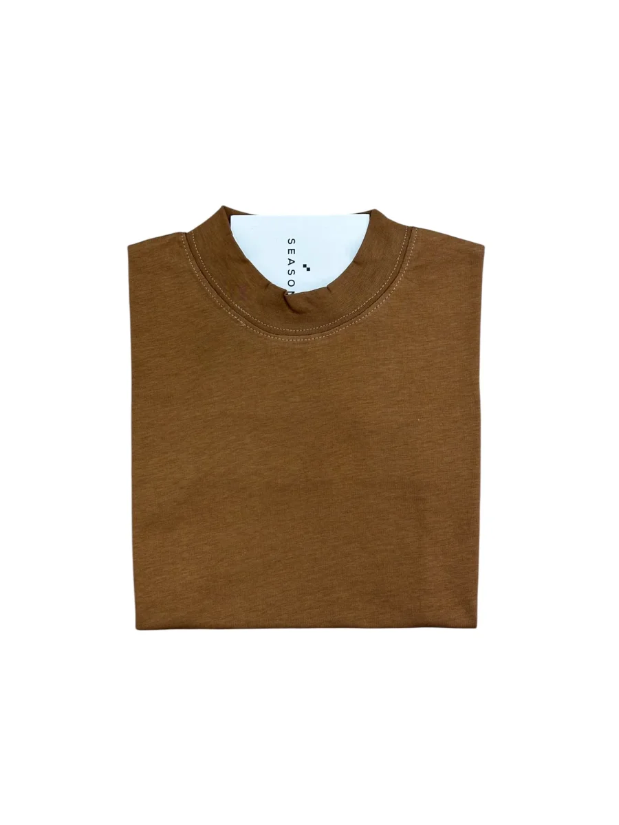 T-Shirt Basic Mezzo Collo Tabacco