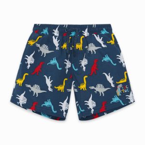 Costume da bagno bambino con disegno dinosauri colorati.