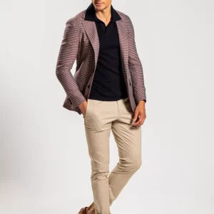 Giacca uomo in cotone rosso blu beige