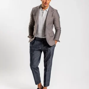 Giacca uomo in cotone marrone blu grigio