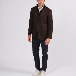 Giacca uomo in lana shetland spinata marrone bruciato