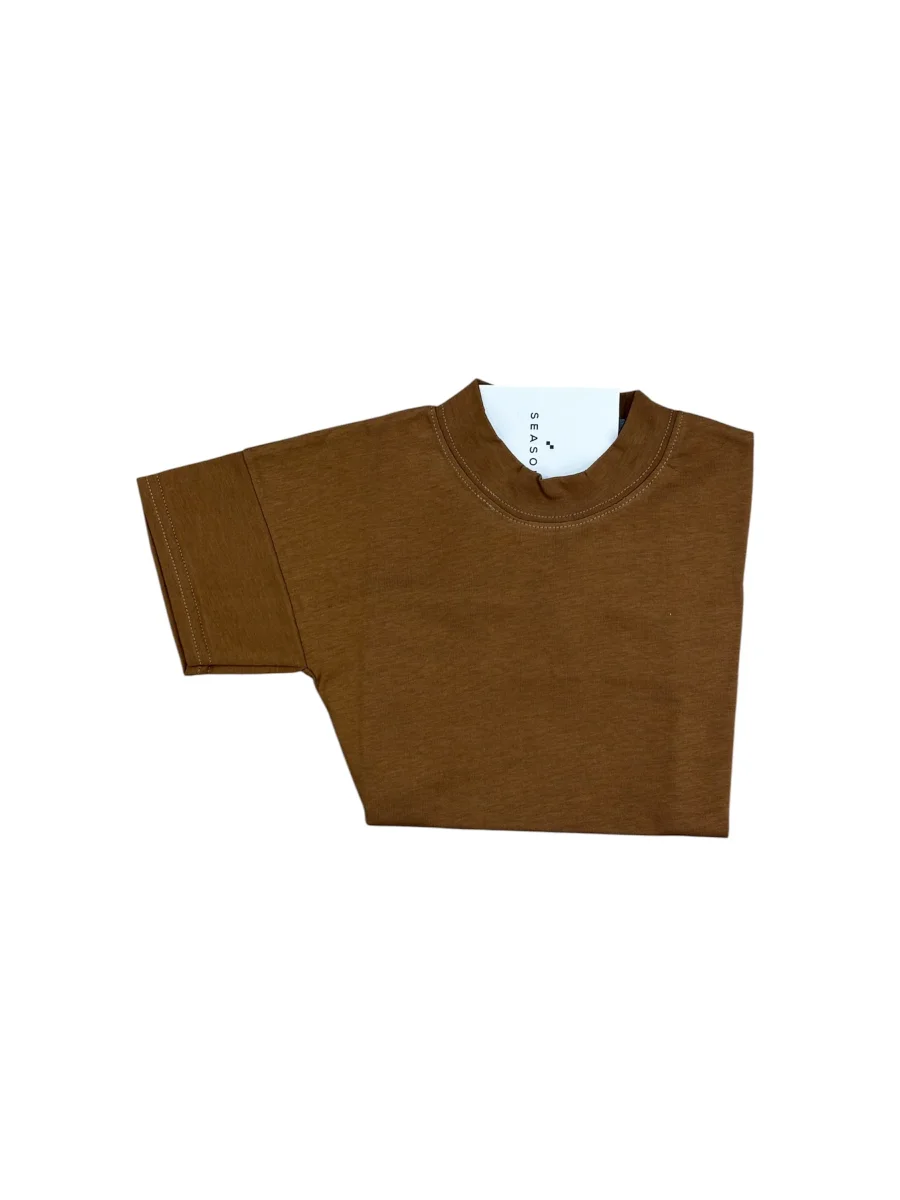 T-Shirt Basic Mezzo Collo Tabacco - immagine 3