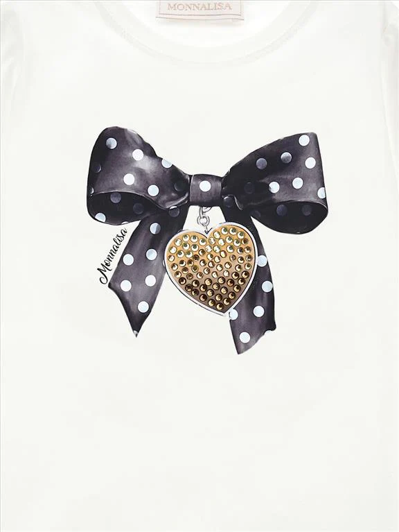 T-shirt Monnalisa bambina con stampa fiocco. - immagine 3