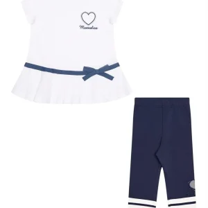 Completo Monnalisa  bianco e blu bambina.