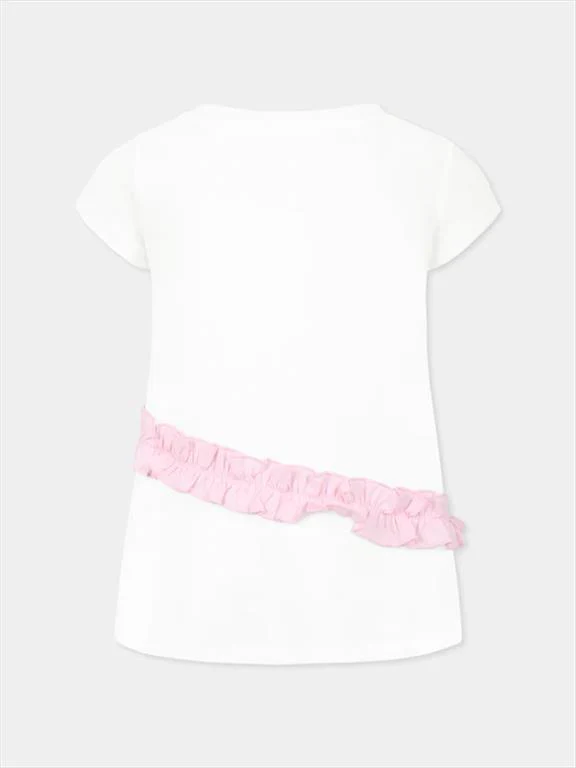T-shirt bianca per bambina con Bambi e stampa floreale - immagine 3