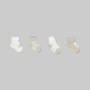 Confezione 4 pezzi calzini beige per neonato