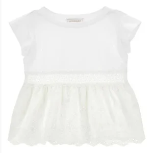 TOP PER BAMBINA MONNALISA BIANCO CON DETTAGLI RICAMATI