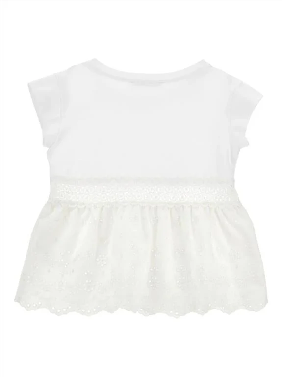 TOP PER BAMBINA MONNALISA BIANCO CON DETTAGLI RICAMATI - immagine 3
