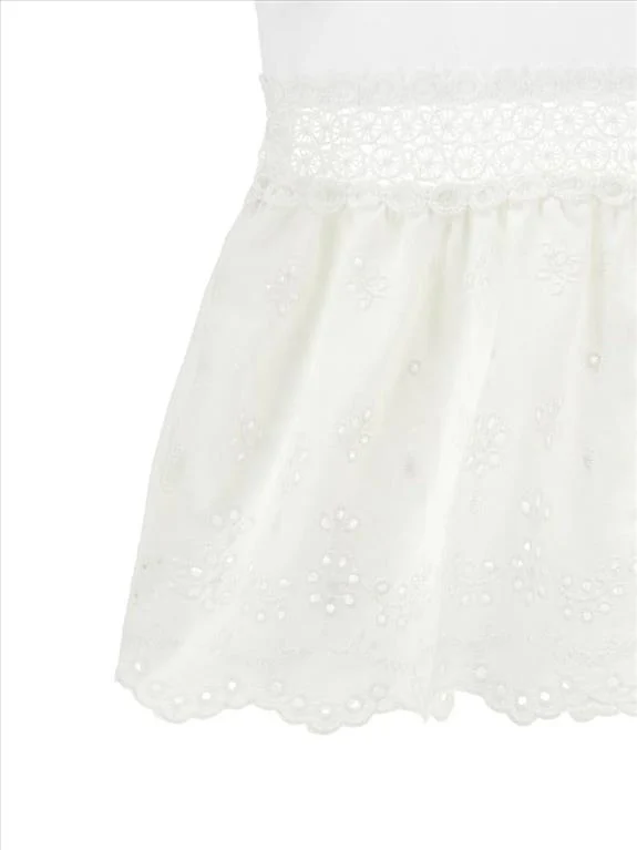 TOP PER BAMBINA MONNALISA BIANCO CON DETTAGLI RICAMATI - immagine 4