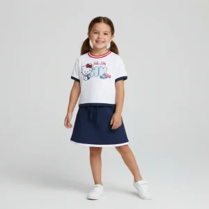 SET DUE PEZZI T-SHIRT GONNA PLISSETTATA PER BAMBINA