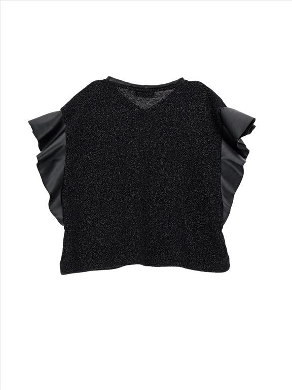 Blusa lurex con manicotti - immagine 3