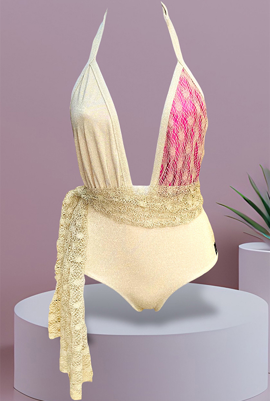 Costume intero Lamante Goldy Fucsia - immagine 2