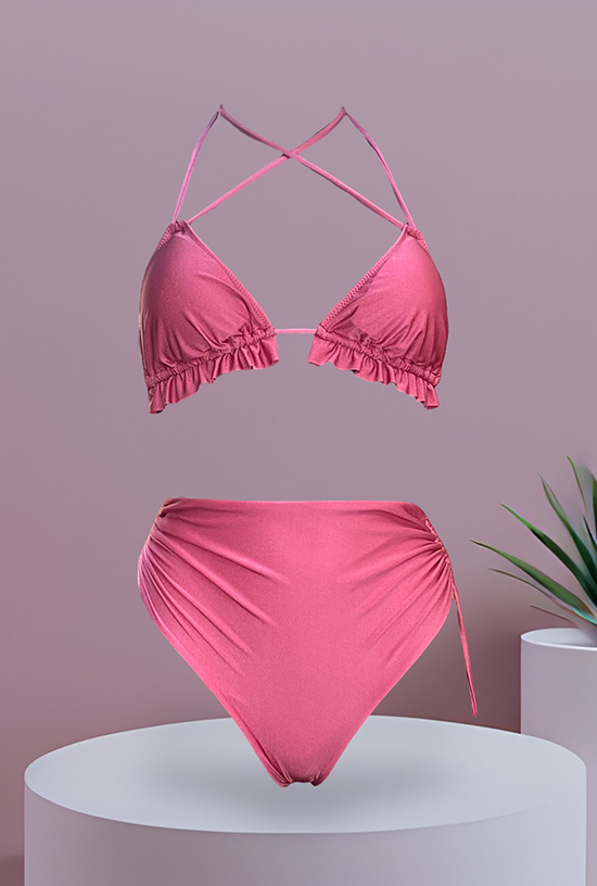 Bikini triangolo componibile Cassy Fucsia - immagine 2
