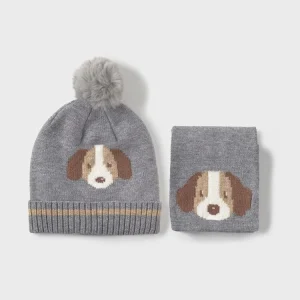 Set cappello e sciarpa cagnolino neonato