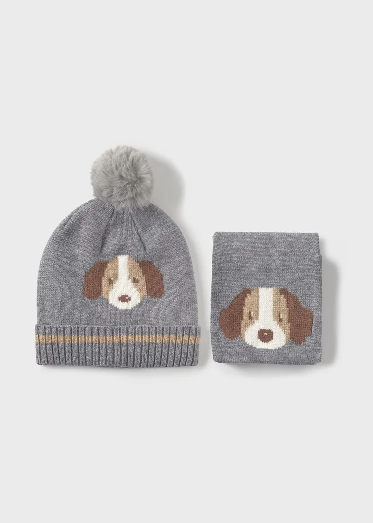 Set cappello e sciarpa cagnolino neonato