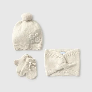 Set 3 pezzi cappello e collo neonata