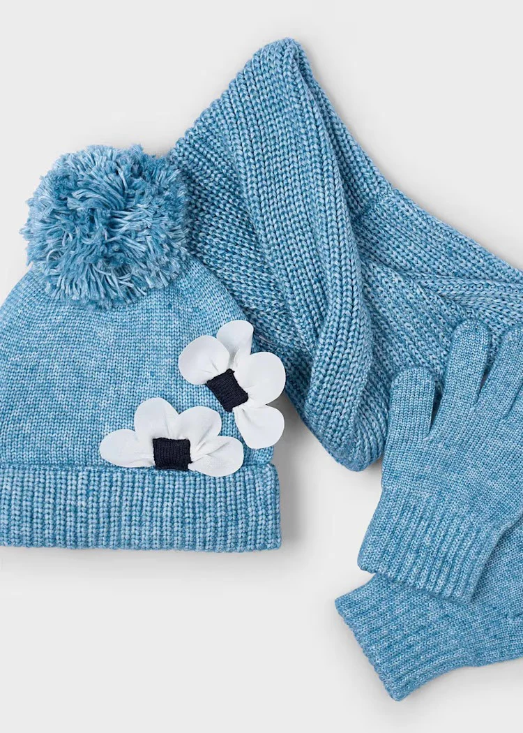Set 3 pezzi collo cappello e guanti bambina - immagine 2