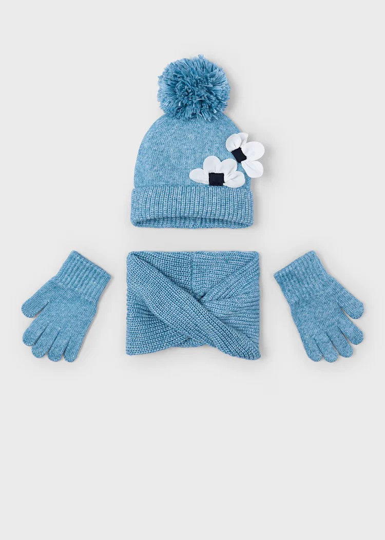 Set 3 pezzi collo cappello e guanti bambina - immagine 3