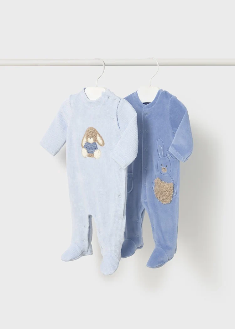 Set 2 pigiamini ciniglia neonato