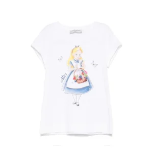 T-shirt per bambina Monnalisa bianco con stampa grafica x Disney