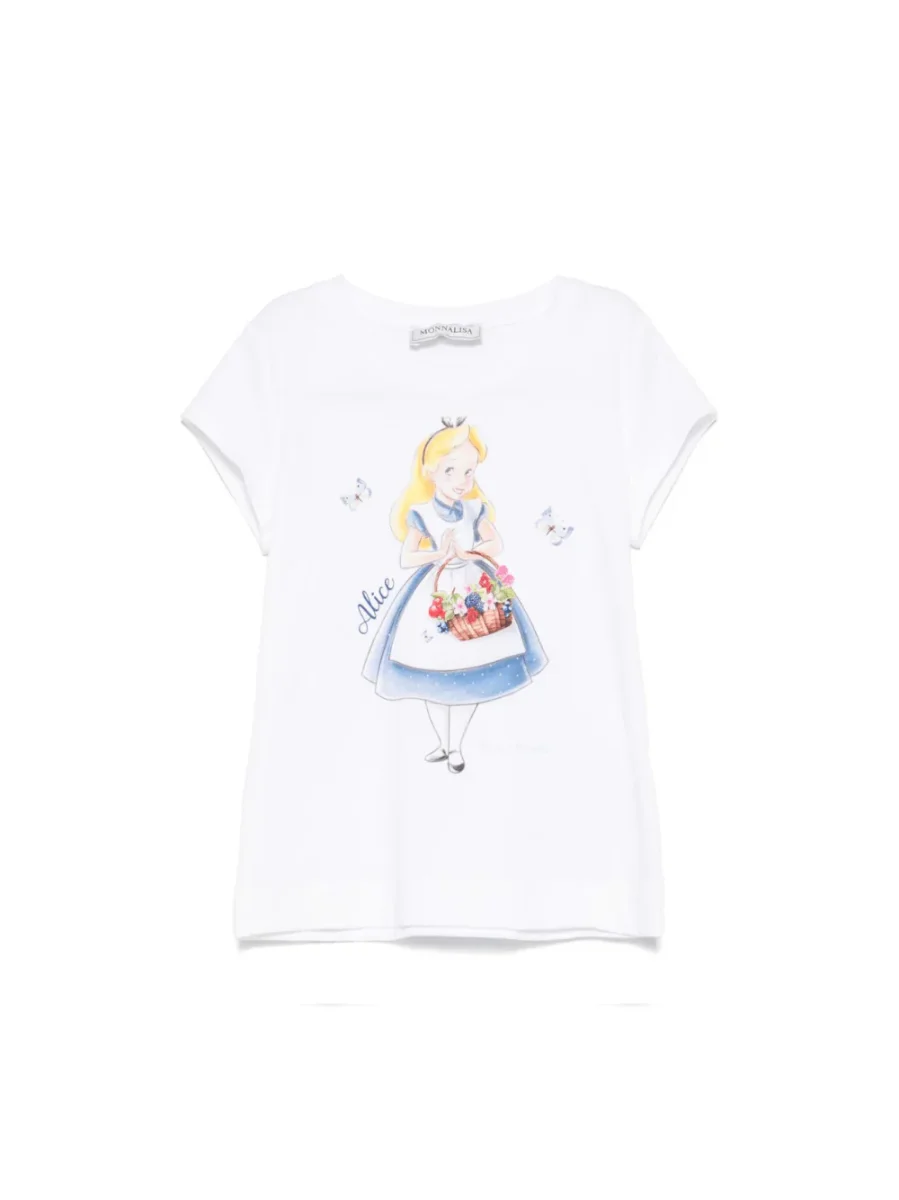 T-shirt per bambina Monnalisa bianco con stampa grafica x Disney - immagine 2