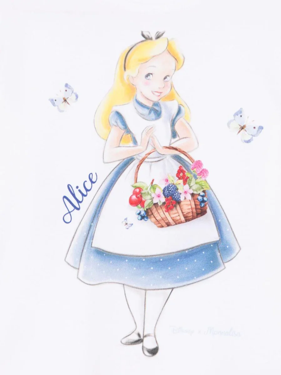 T-shirt per bambina Monnalisa bianco con stampa grafica x Disney - immagine 4