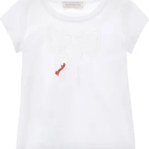 T-shirt Con Fiocco ricamato Monnalisa