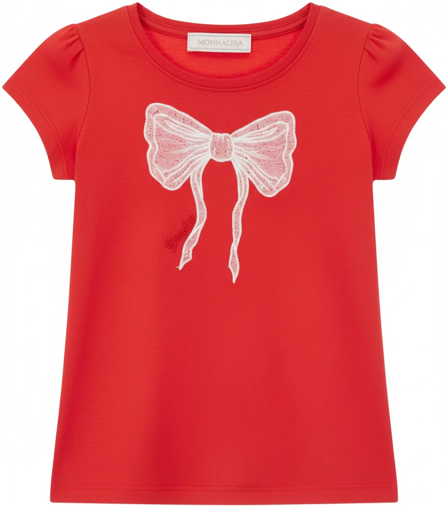 T-shirt Con Fiocco ricamato Monnalisa - immagine 3