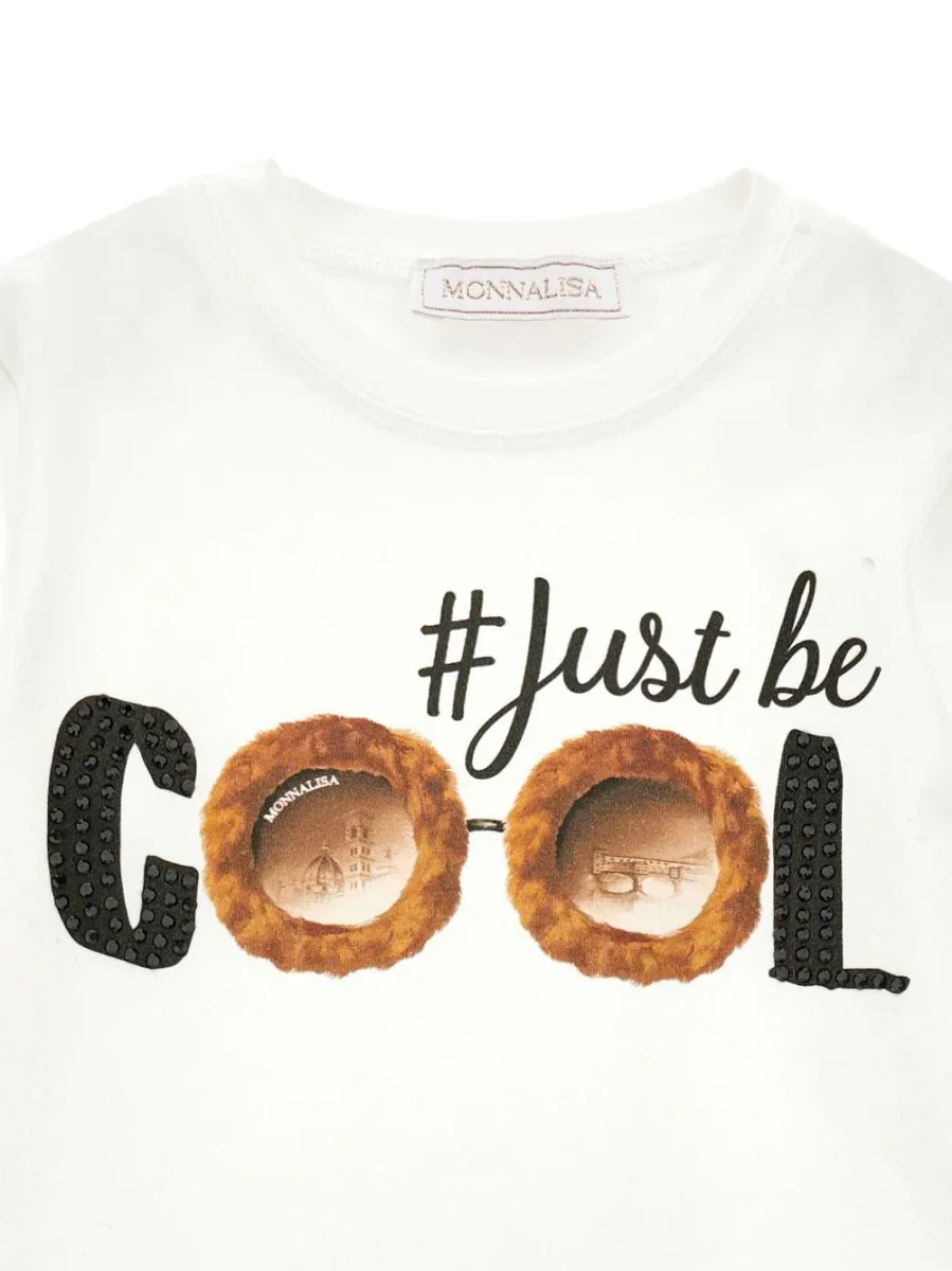 T-shirt per bambina Monnalisa bianca con stampa grafica - immagine 4