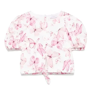 Top in raso con stampa farfalle Monnalisa