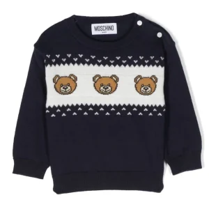 Maglione Girocollo in Lana Mista con OrsettI