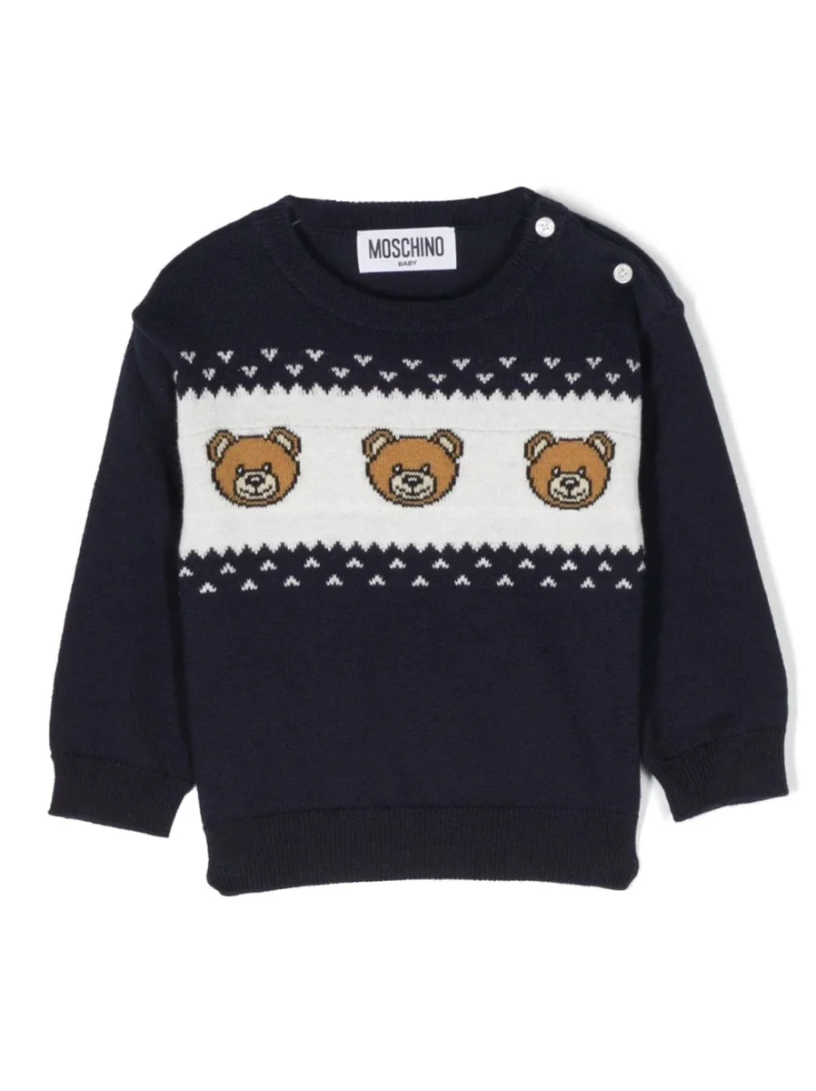 Maglione Girocollo in Lana Mista con OrsettI - immagine 2